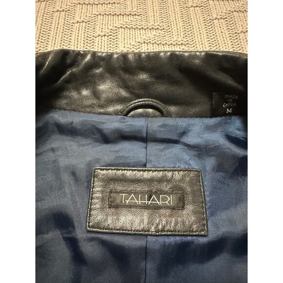 Tahari black leather jacket size M - Picture 3 of 7